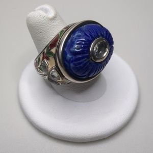 Isharya Floral Carved Lapis Ring s-8